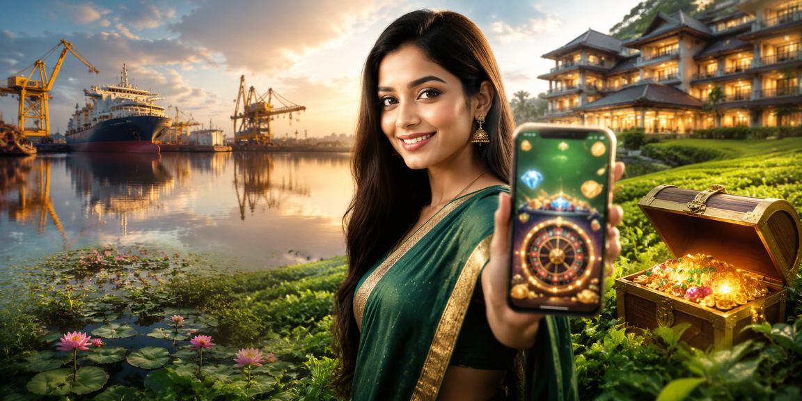 A user playing casino games on mobile at a tea garden in Khulna